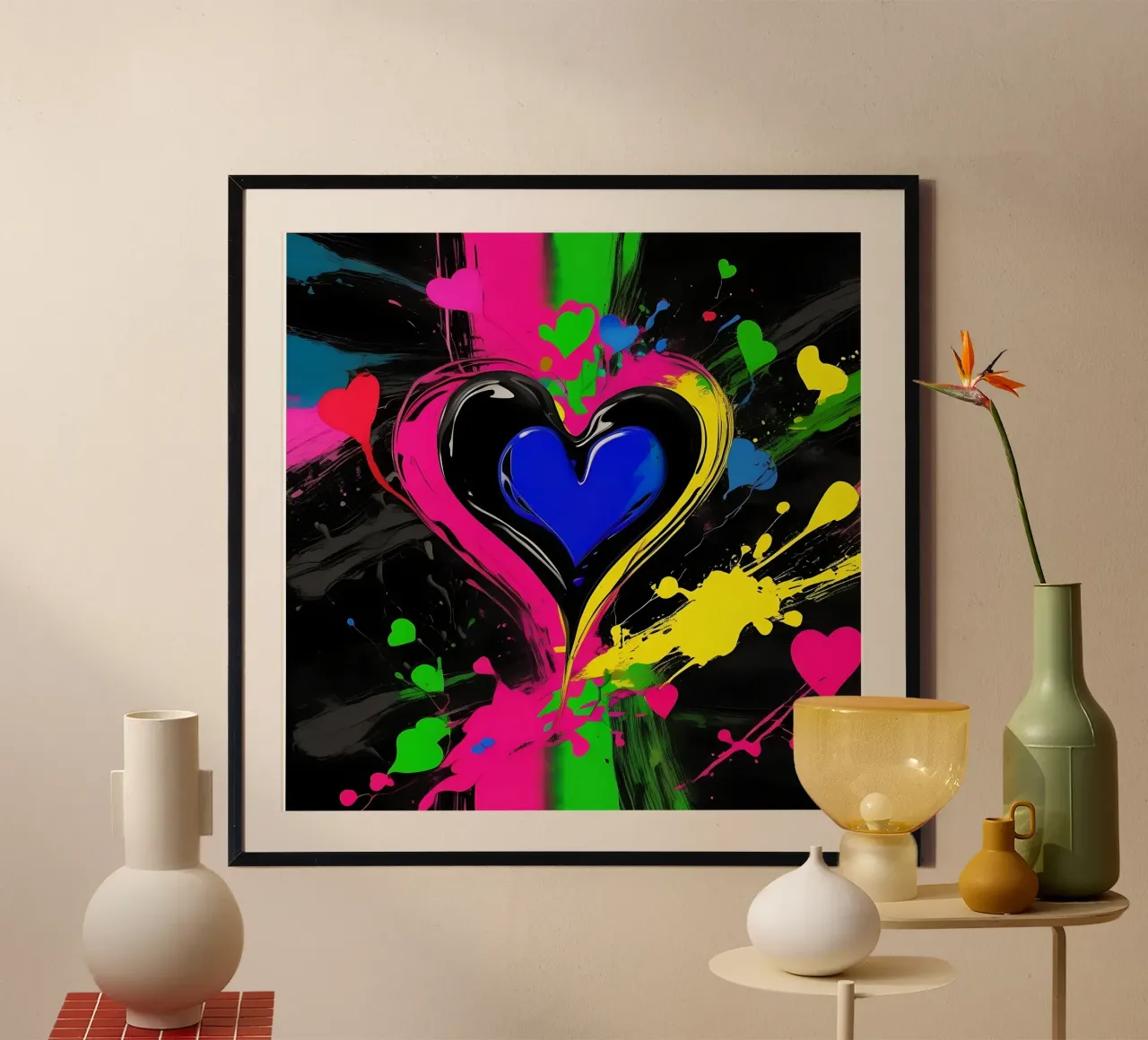 Blobs of colour with hearts_colourful hahnemühle by Farbträume