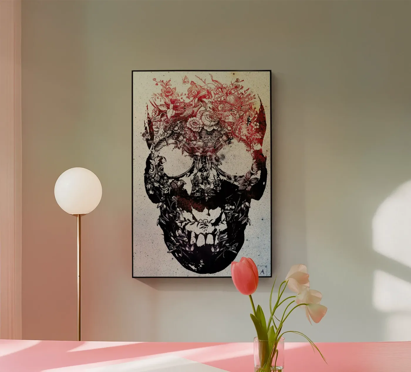 Floral skull plexiglass da Ali Gulec