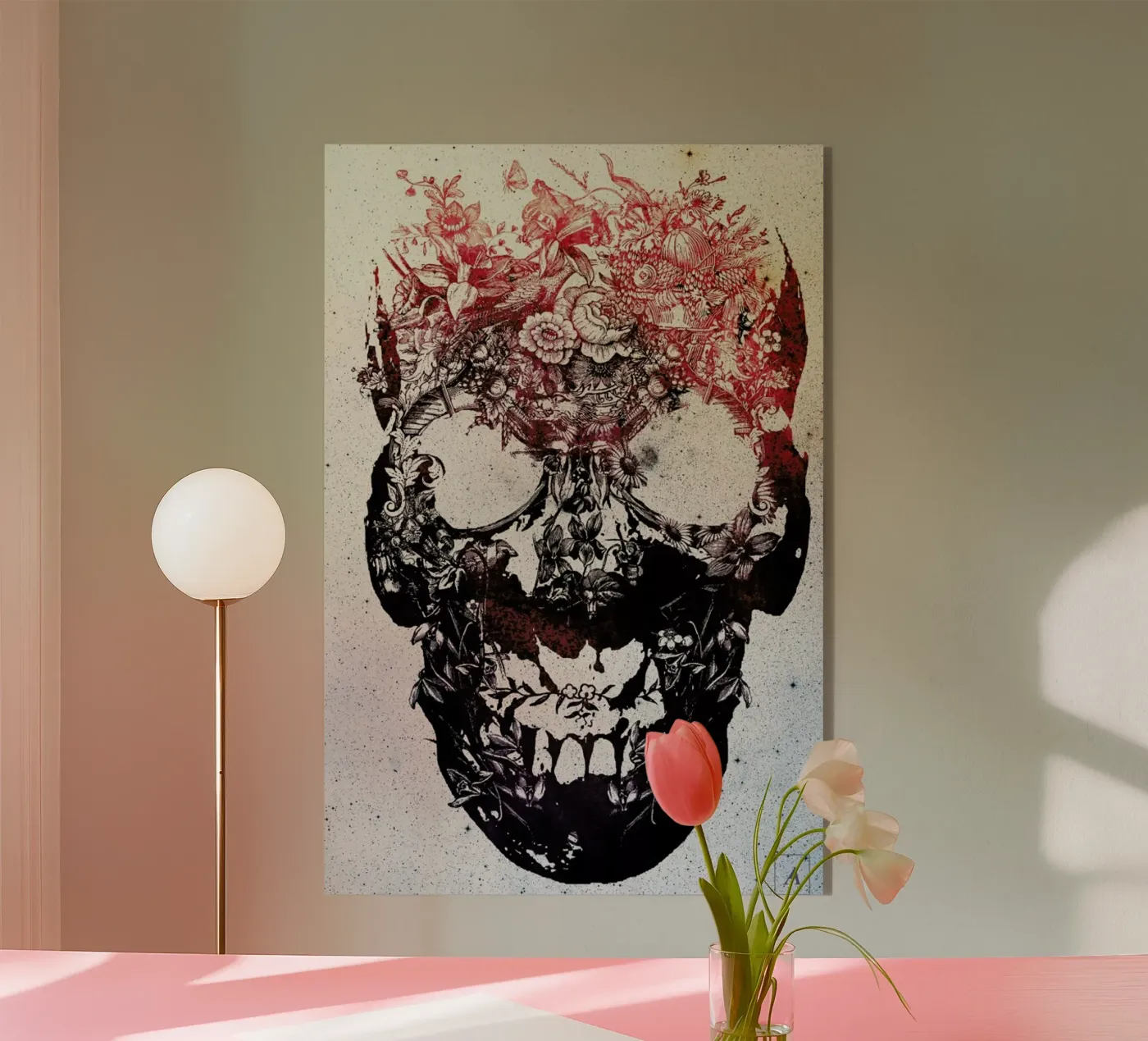 Floral skull plexiglass da Ali Gulec