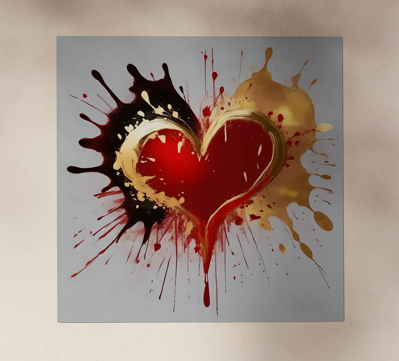 Cuore blob colorato in nero, rosso, oro_1 pellicola backlit da Farbträume