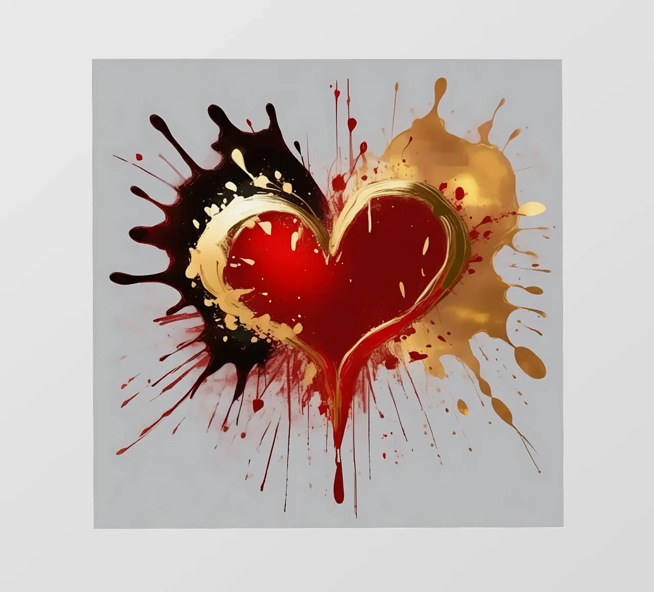 Cuore blob colorato in nero, rosso, oro_1 telo in pvc da Farbträume