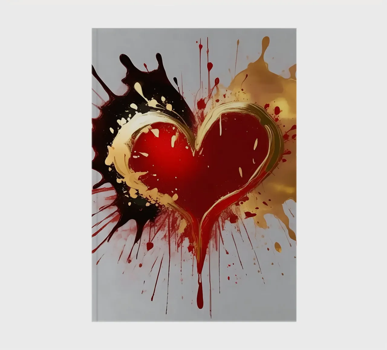 Cuore blob colorato in nero, rosso, oro_1 diario da Farbträume