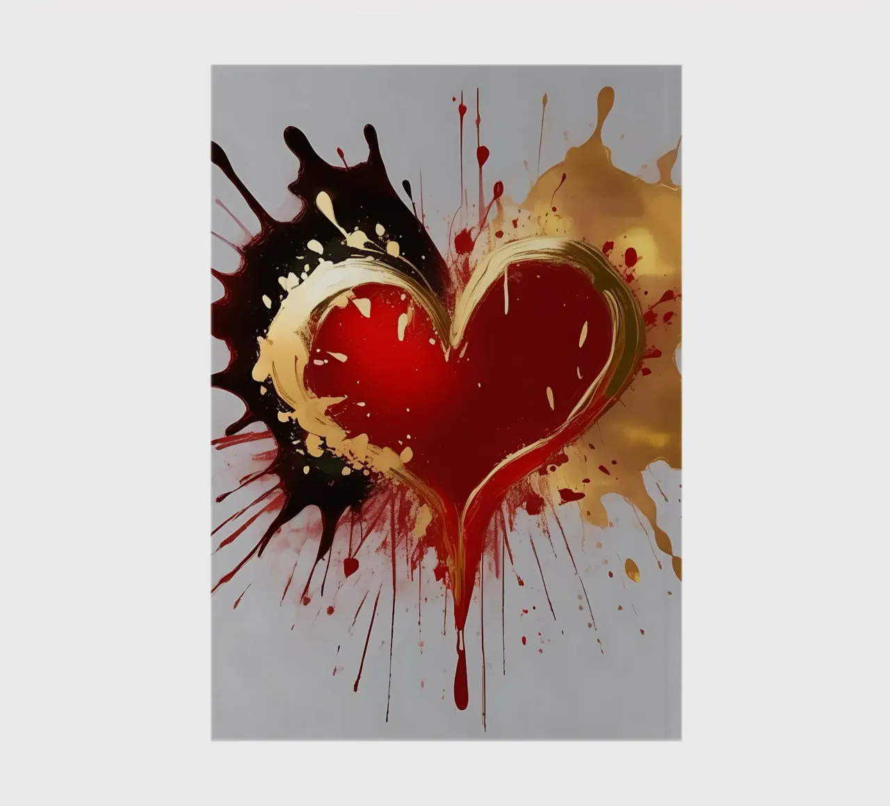 Cuore blob colorato in nero, rosso, oro_1 diario da Farbträume