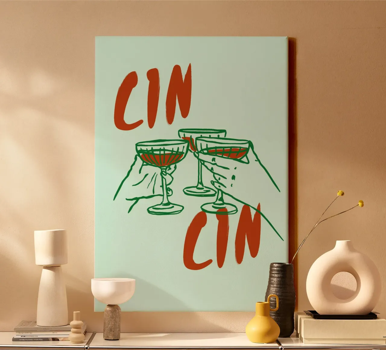 Boho Food 19 Cin Cin canvas by Boho Print Collection