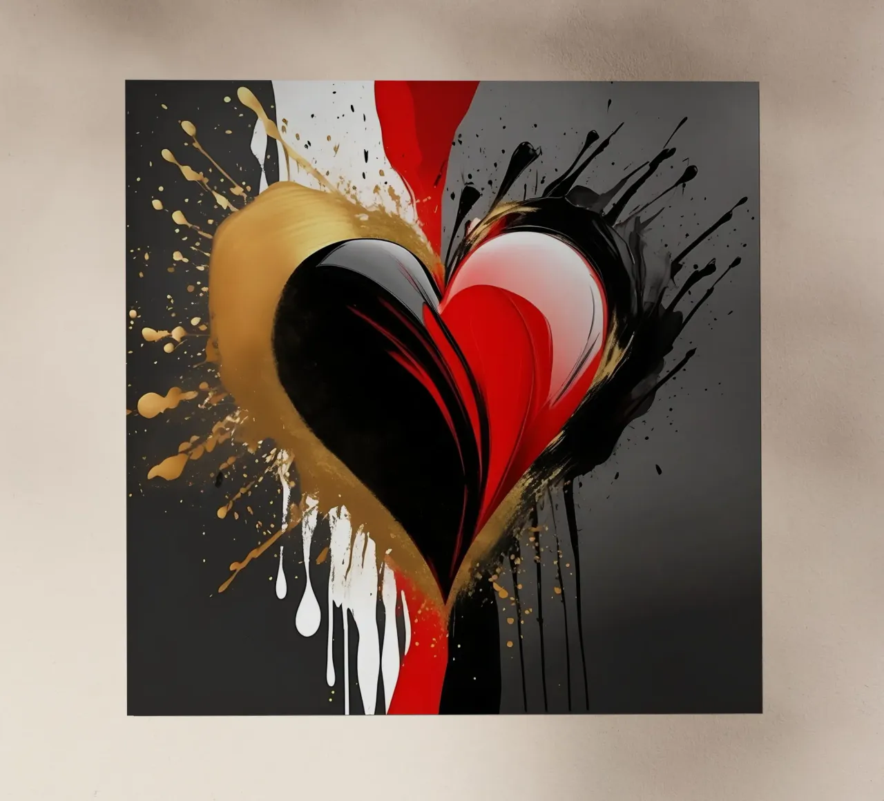 Cuore blob colorato in nero, rosso, oro_2 pellicola backlit da Farbträume