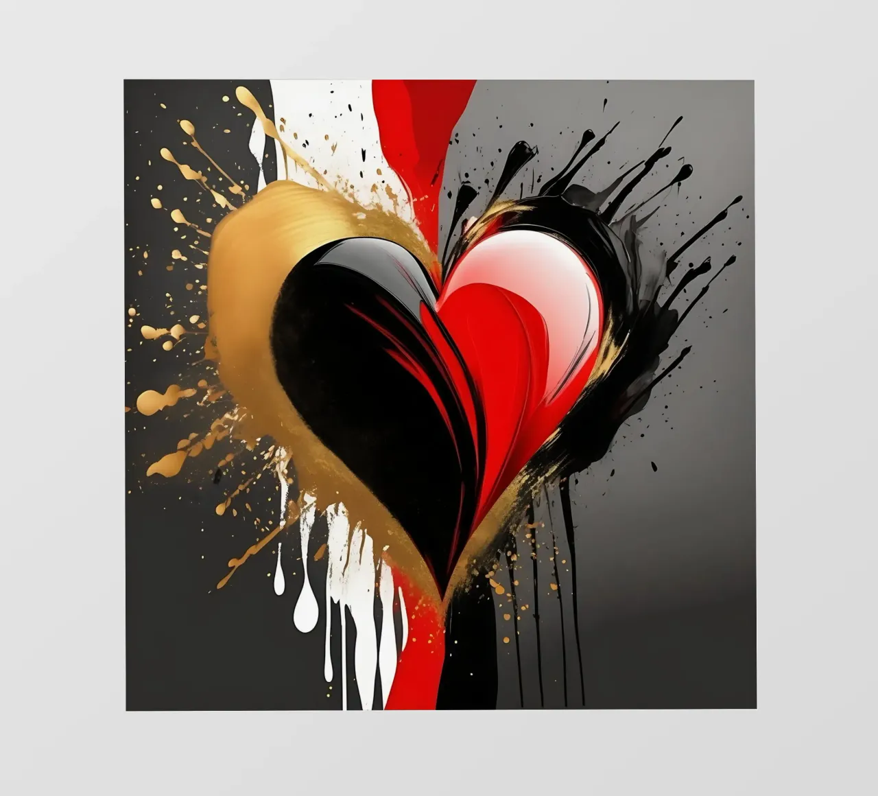 Cuore blob colorato in nero, rosso, oro_2 telo in pvc da Farbträume