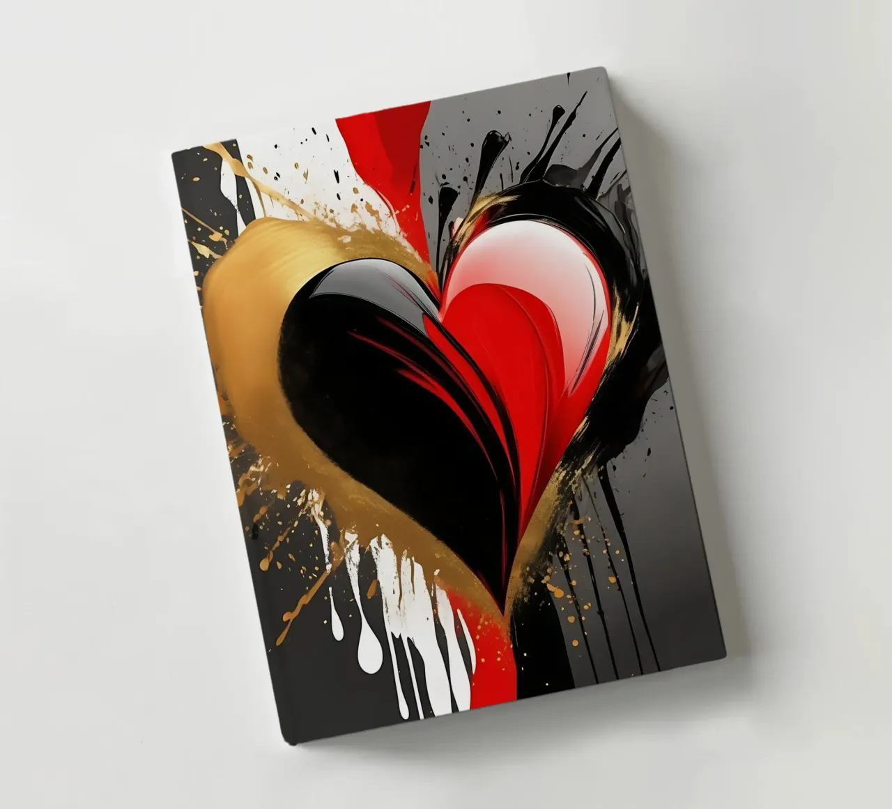 Cuore blob colorato in nero, rosso, oro_2 diario da Farbträume