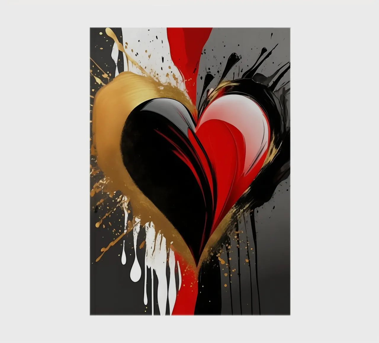 Cuore blob colorato in nero, rosso, oro_2 diario da Farbträume