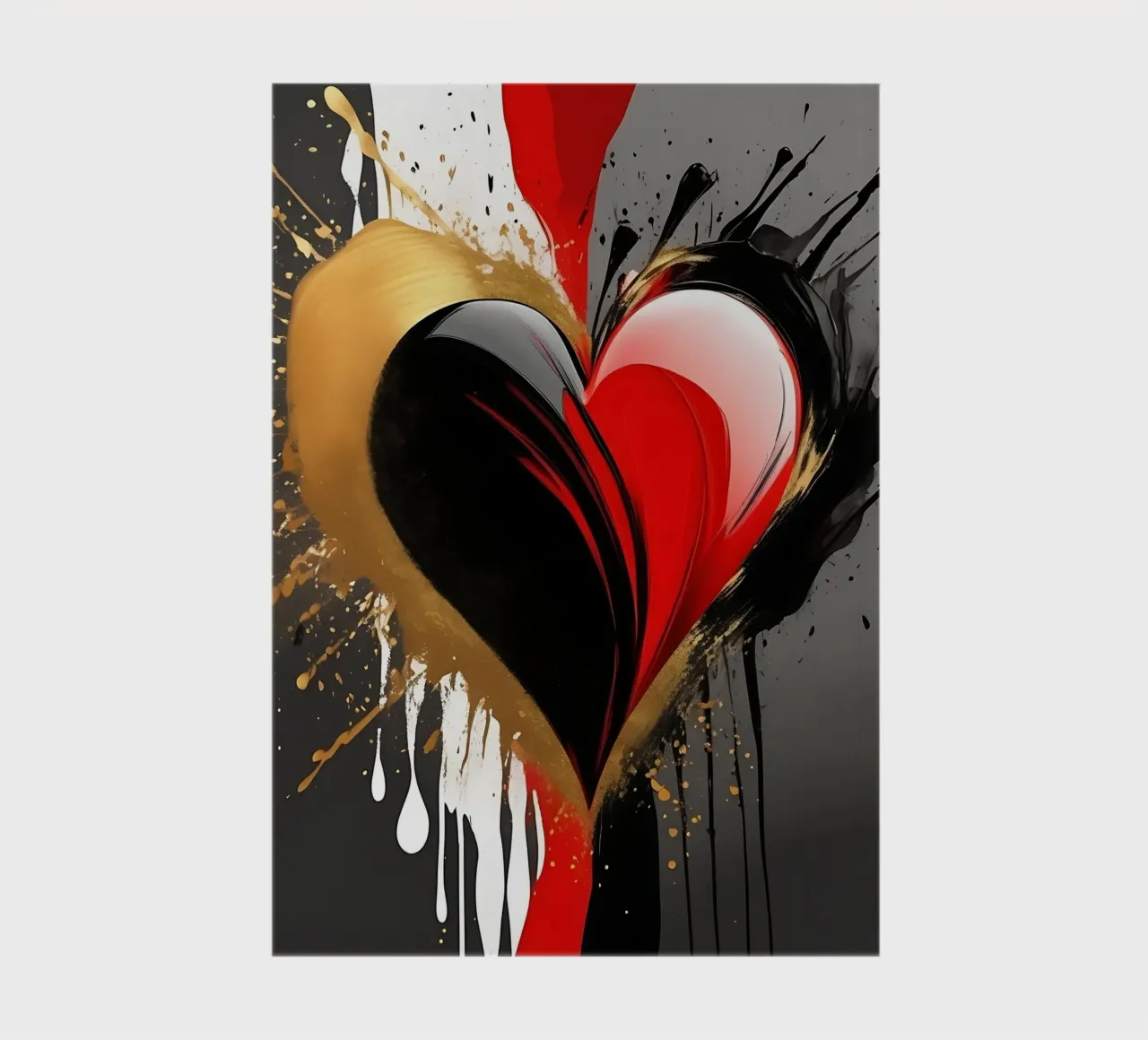 Cuore blob colorato in nero, rosso, oro_2 diario da Farbträume