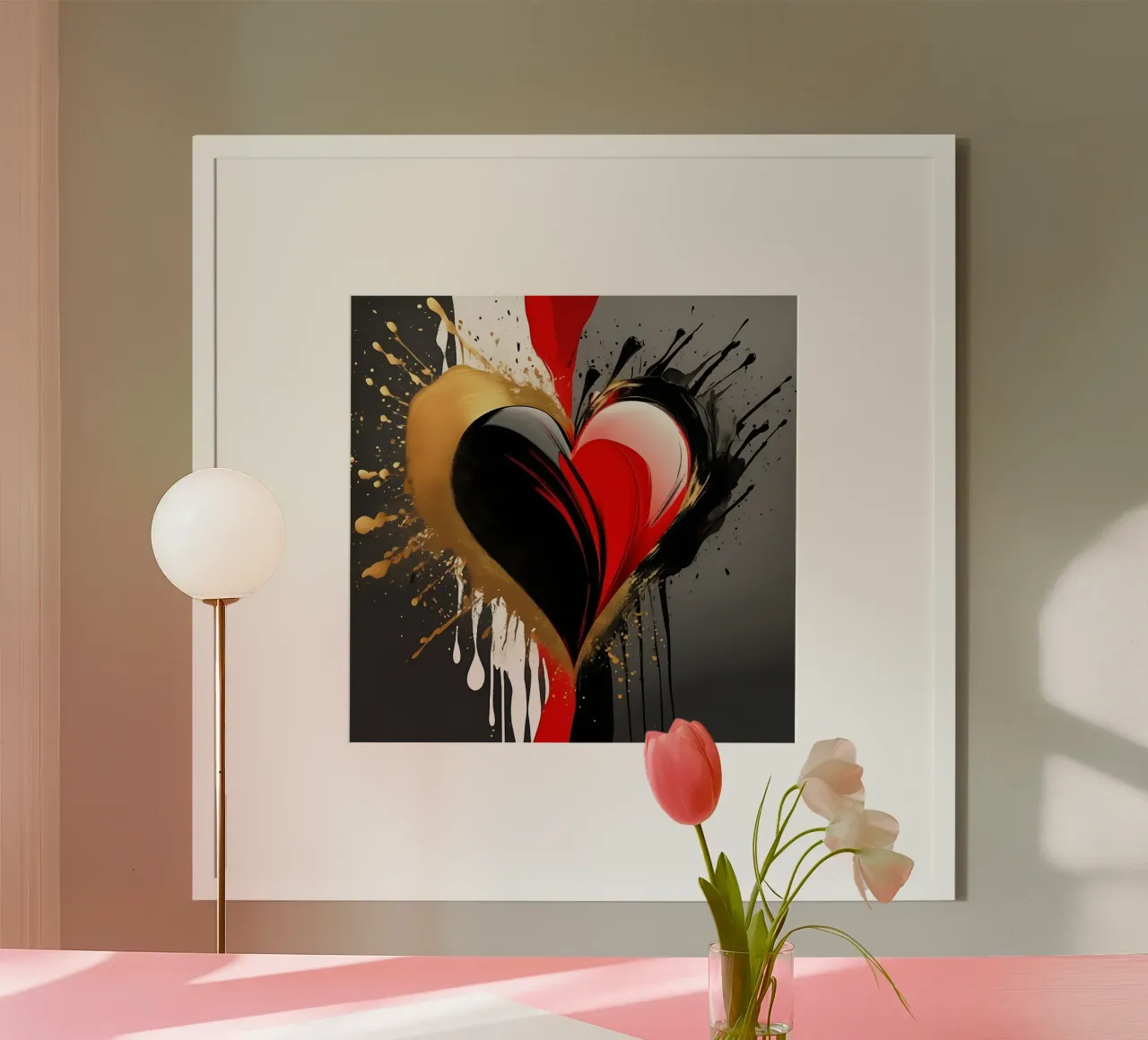 Cuore blob colorato in nero, rosso, oro_2 poster da Farbträume