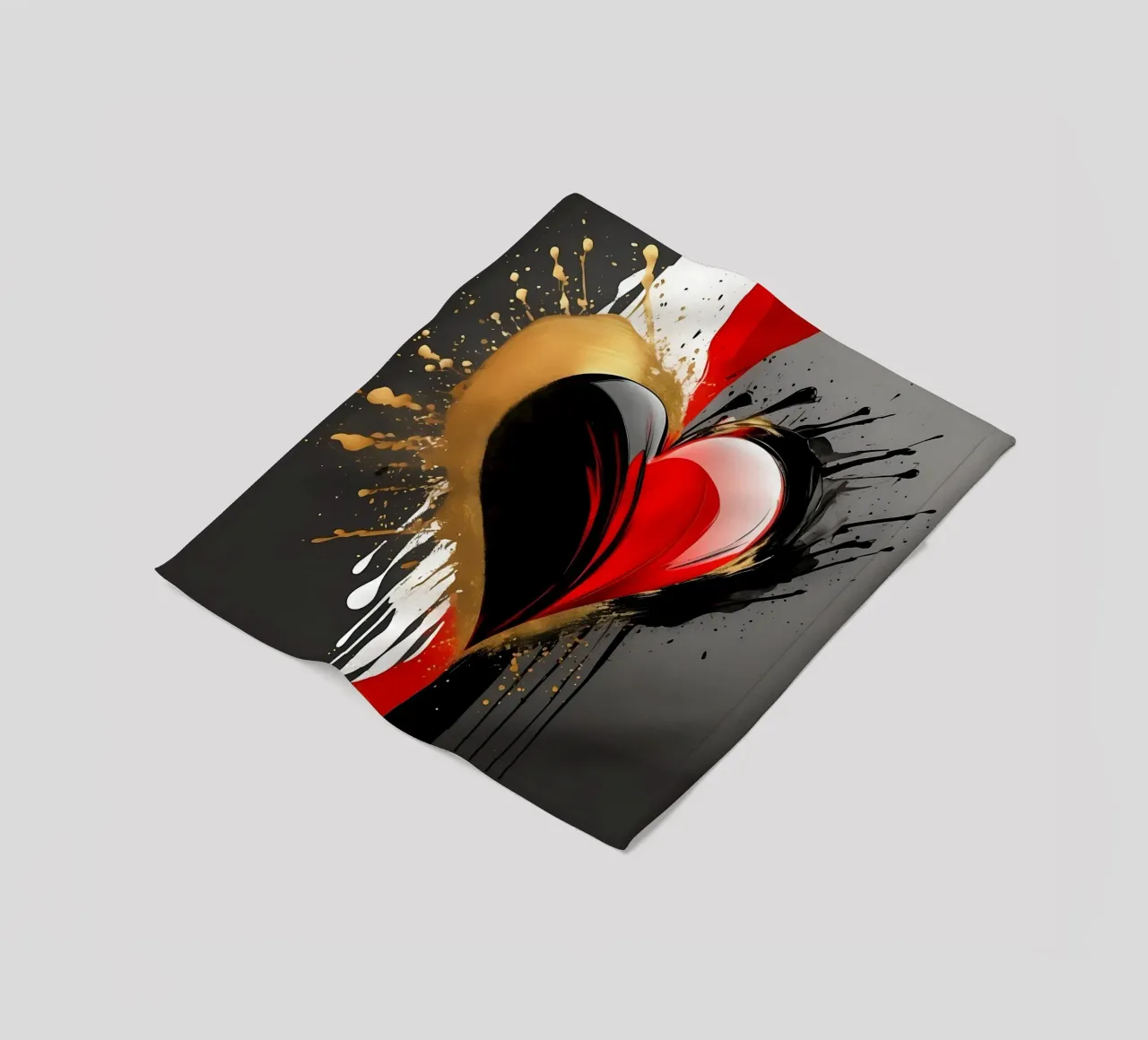 Cuore blob colorato in nero, rosso, oro_2 coperta in pile da Farbträume