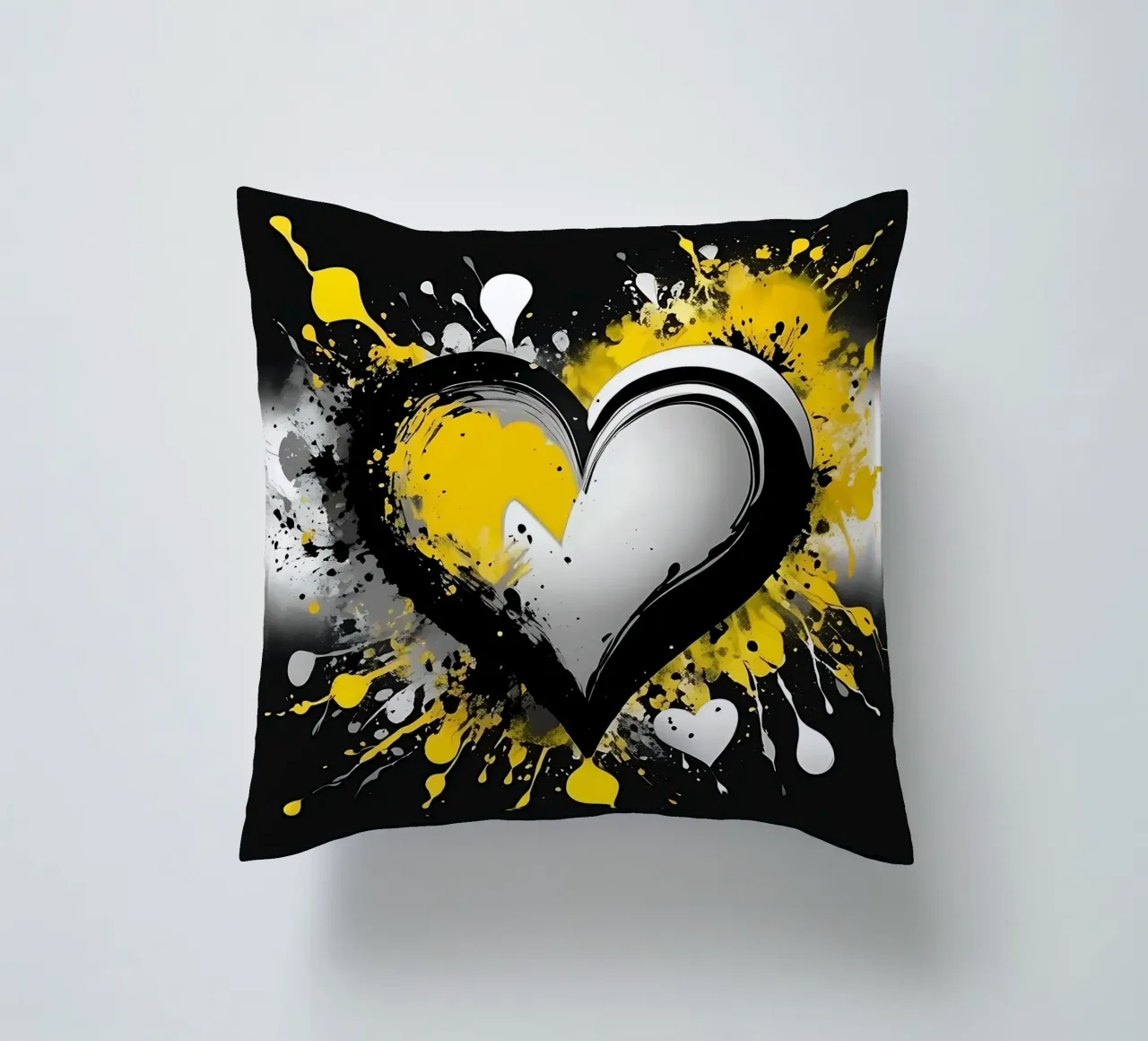 Cuore a macchie di colore nero, giallo cuscino da Farbträume
