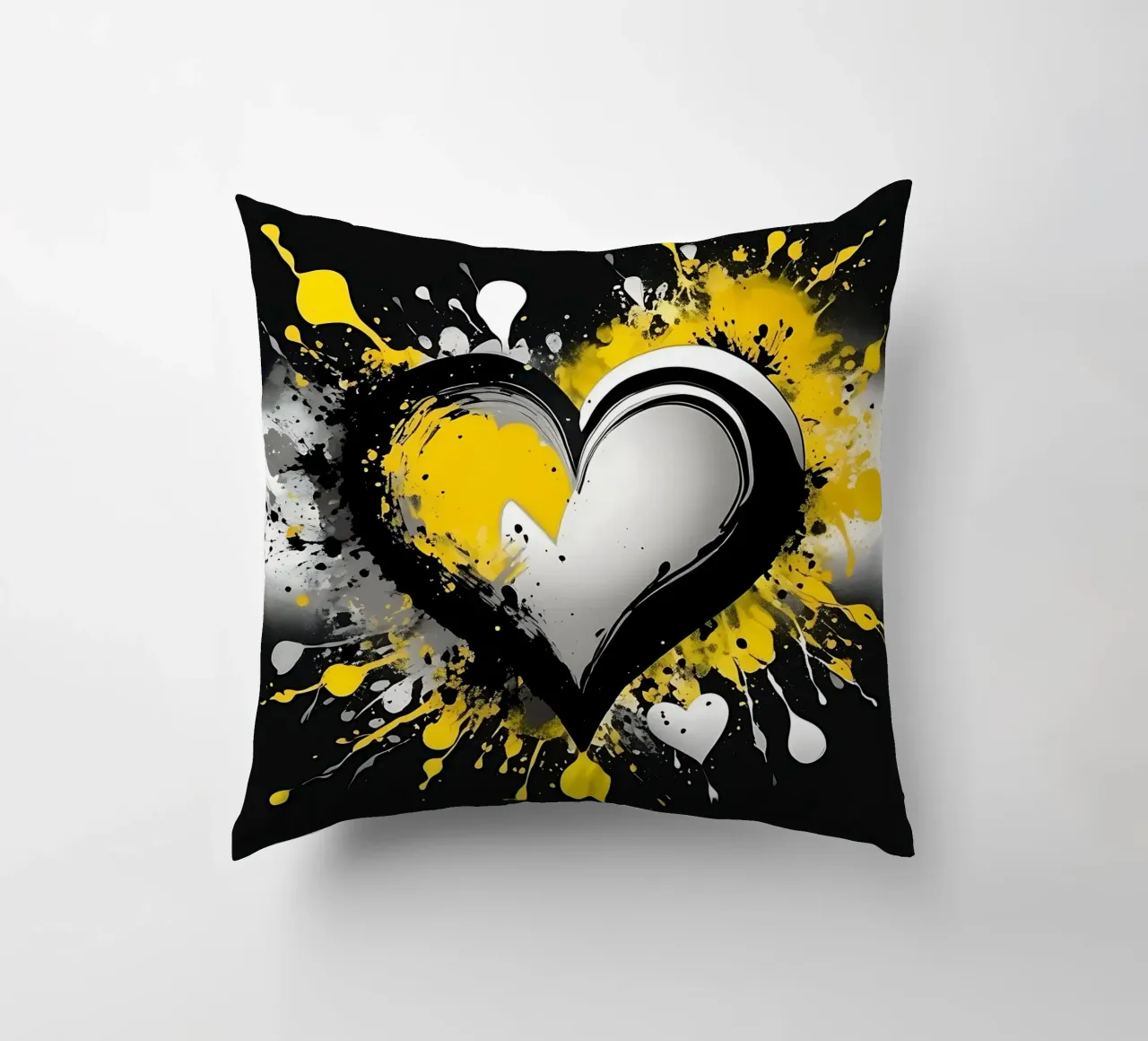 Cuore a macchie di colore nero, giallo cuscino da Farbträume