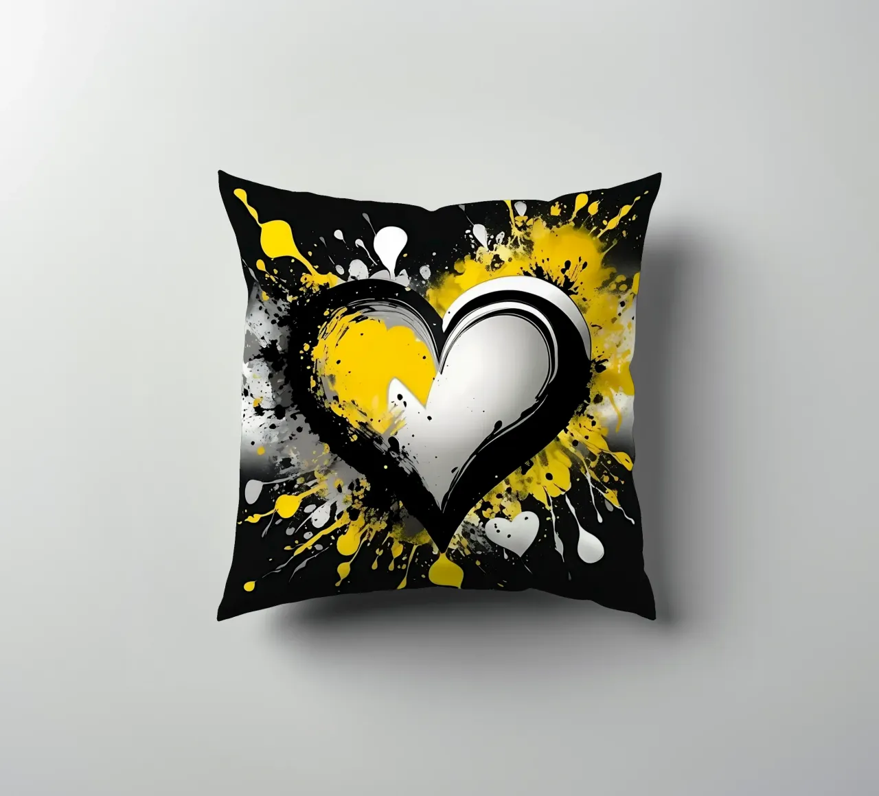 Cuore a macchie di colore nero, giallo cuscino da Farbträume