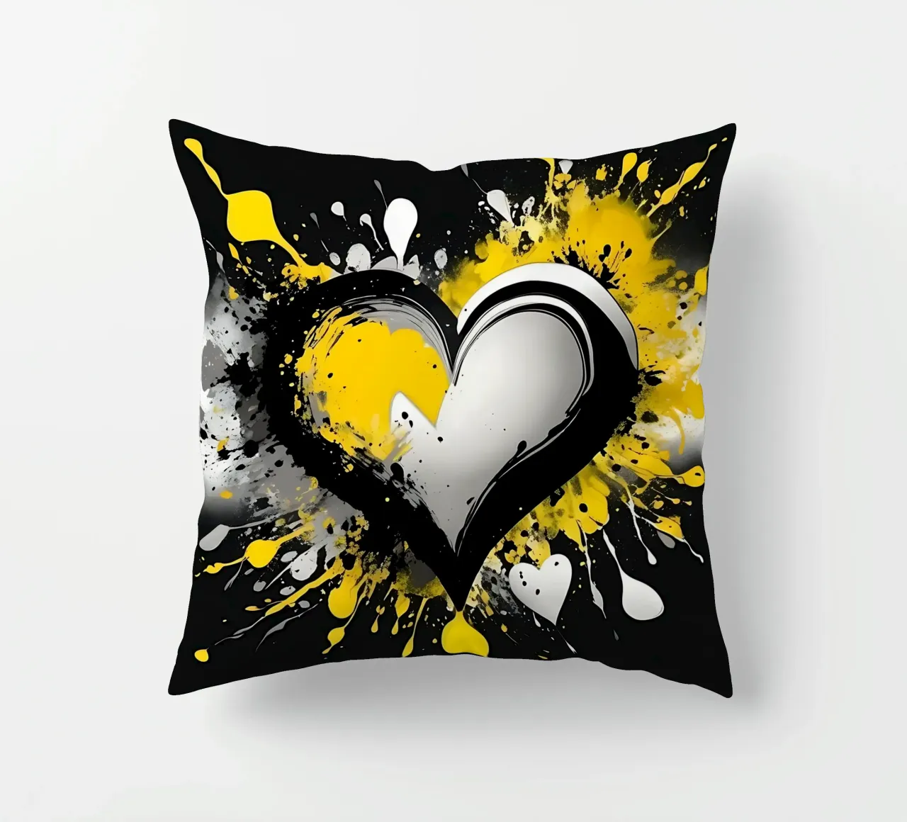 Cuore a macchie di colore nero, giallo cuscino da Farbträume