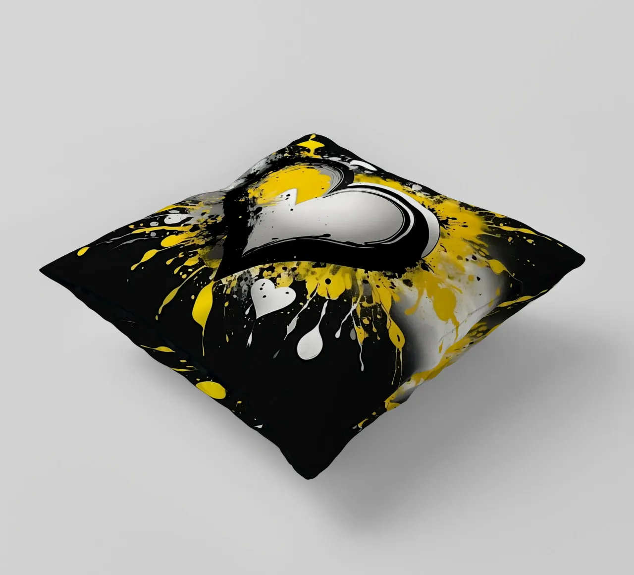 Cuore a macchie di colore nero, giallo cuscino da Farbträume