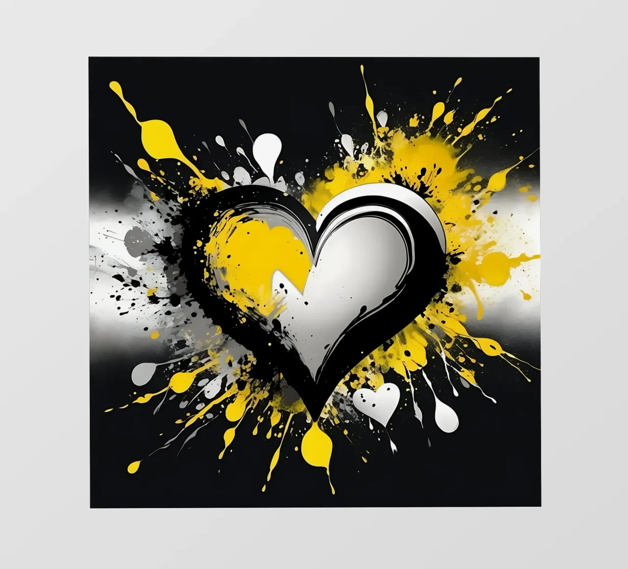 Cuore a macchie di colore nero, giallo telo in pvc da Farbträume