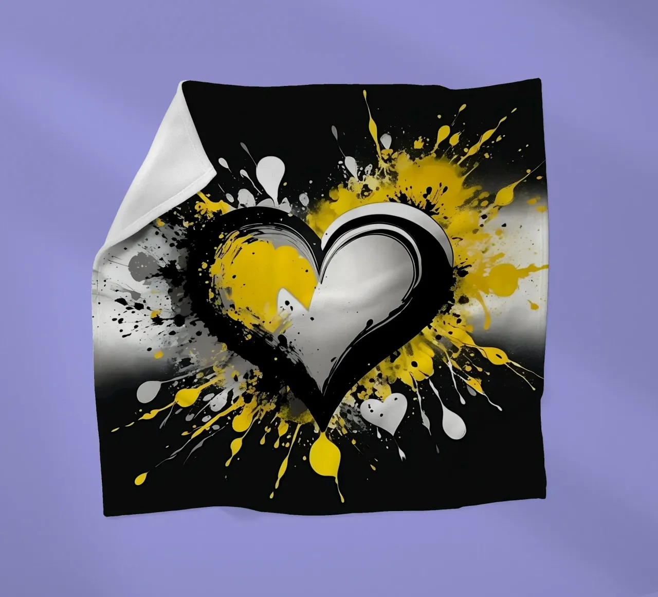 Cuore a macchie di colore nero, giallo coperta in pile da Farbträume