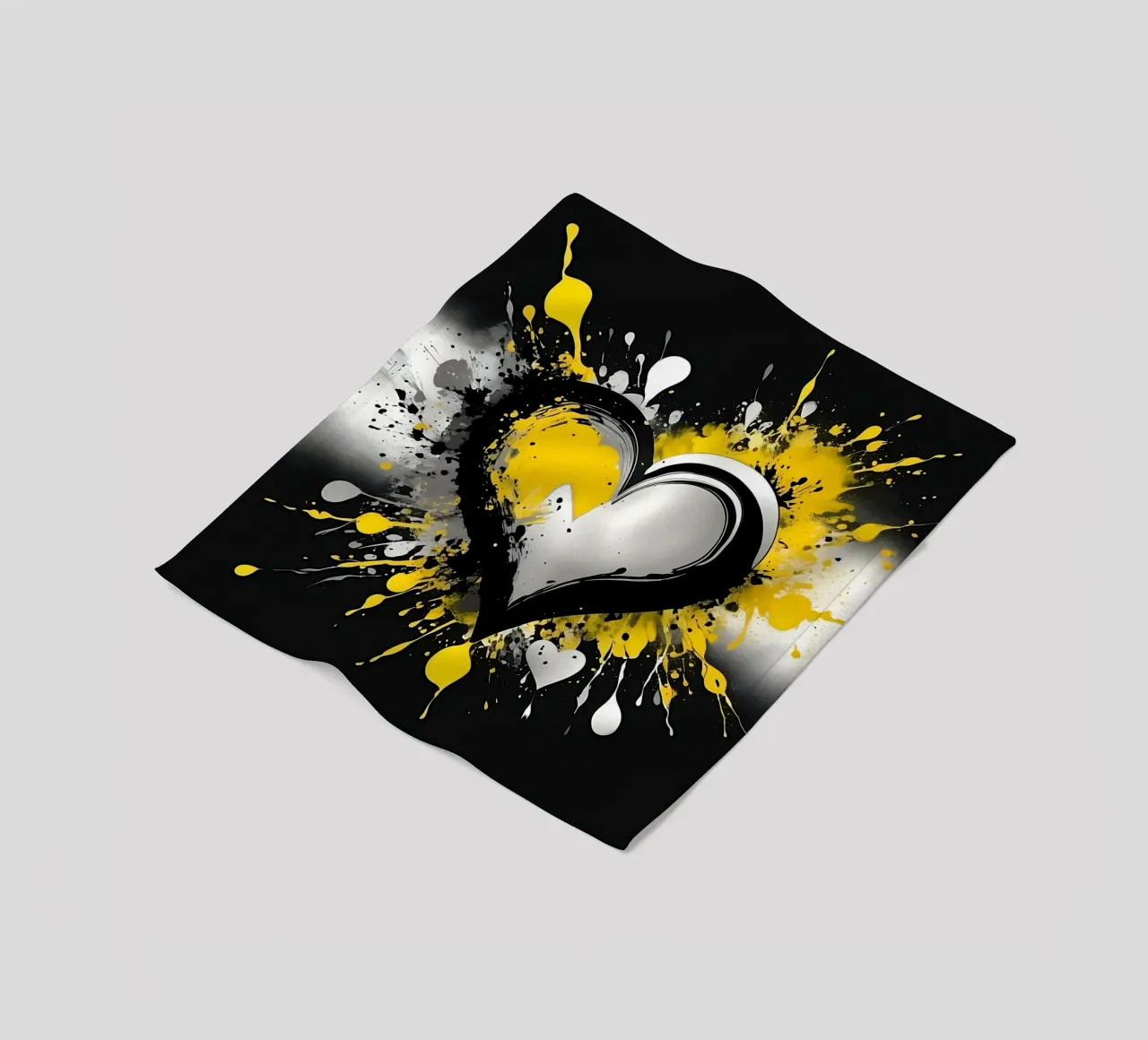 Cuore a macchie di colore nero, giallo coperta in pile da Farbträume