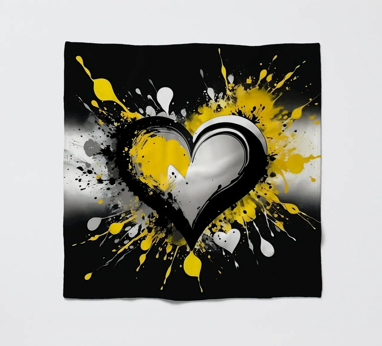Cuore a macchie di colore nero, giallo coperta in pile da Farbträume