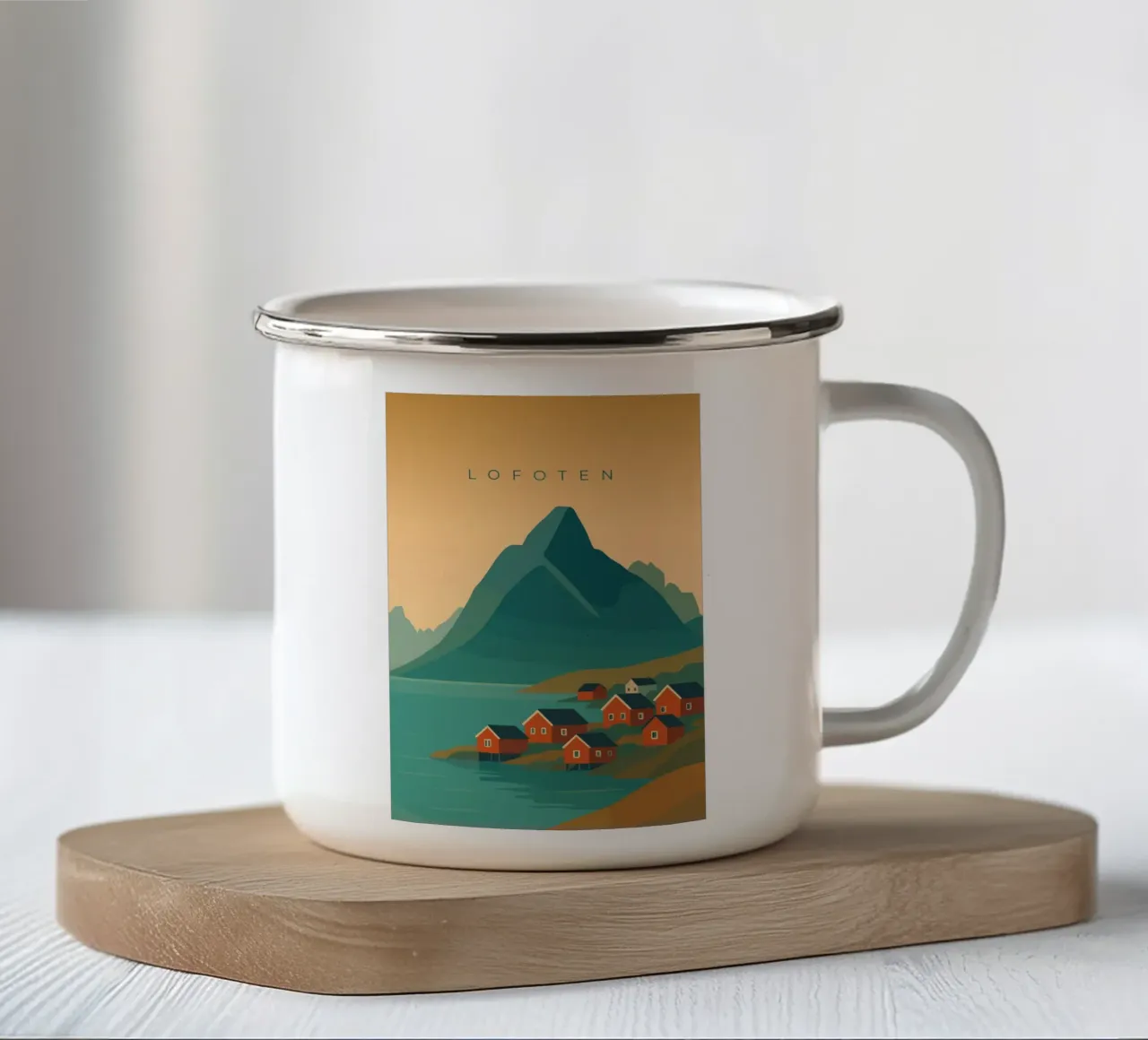 Lofoten 2 tazza in smalto da minimalist designs