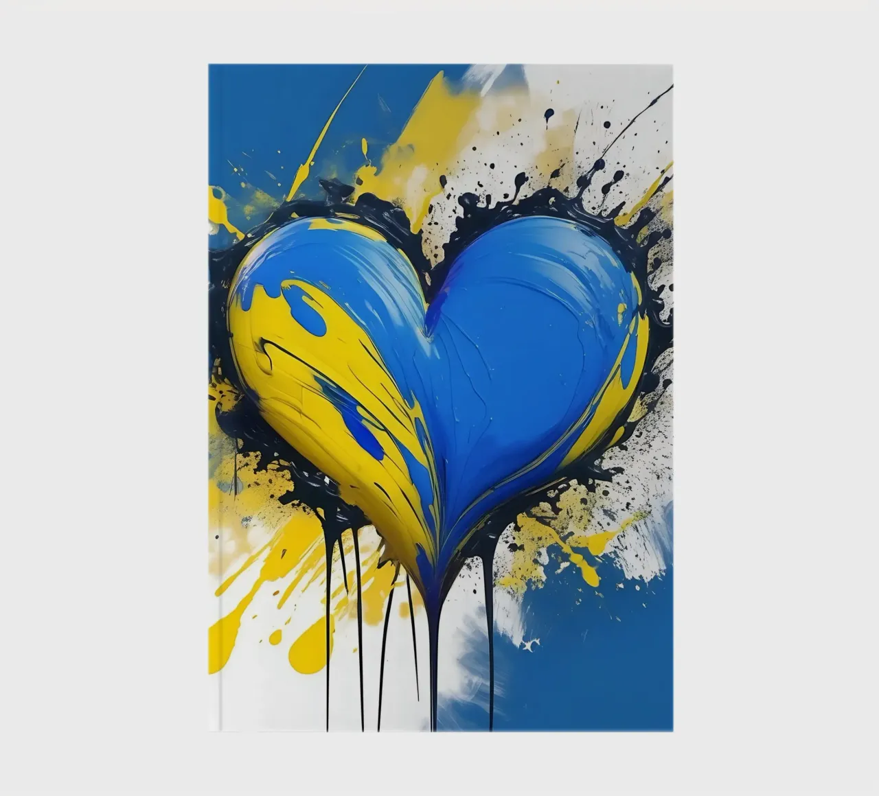 Colour blobs heart in blue, yellow notebook by Farbträume