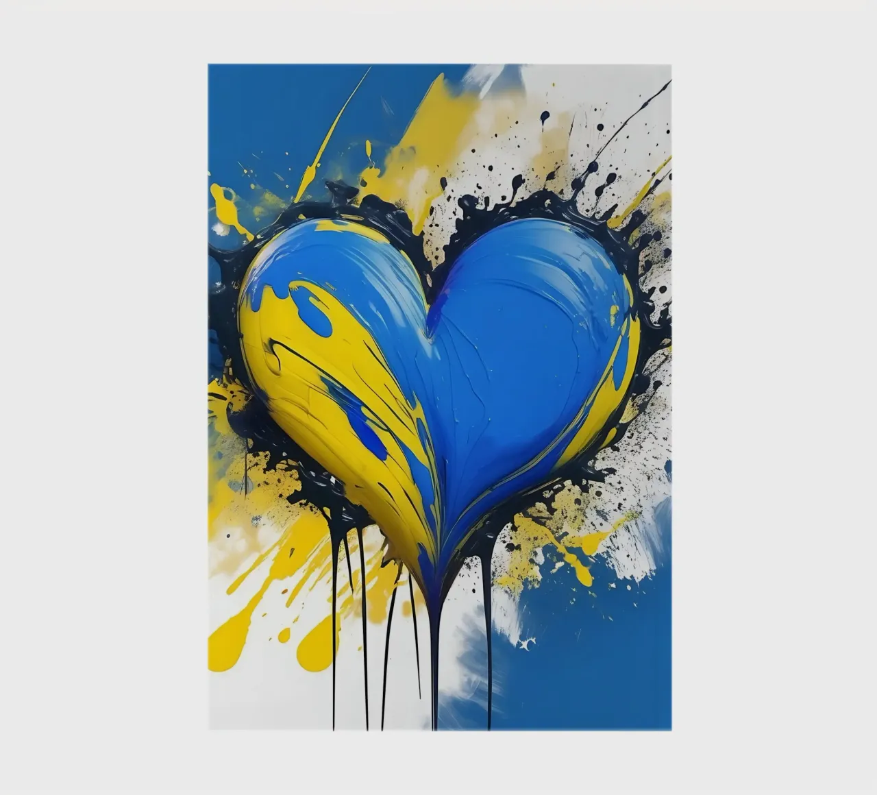 Colour blobs heart in blue, yellow notebook by Farbträume