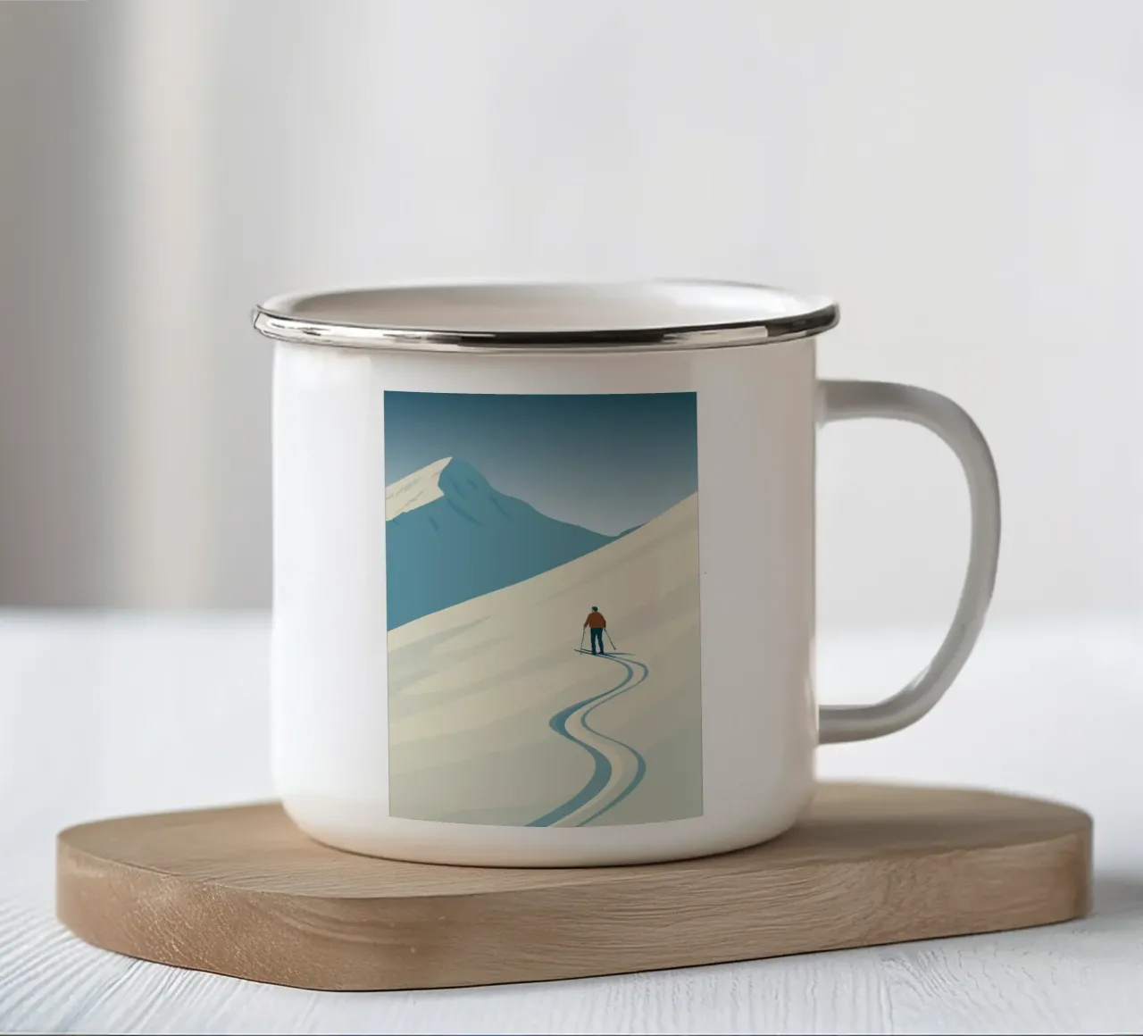 Skitourengeher tazza in smalto da minimalist designs