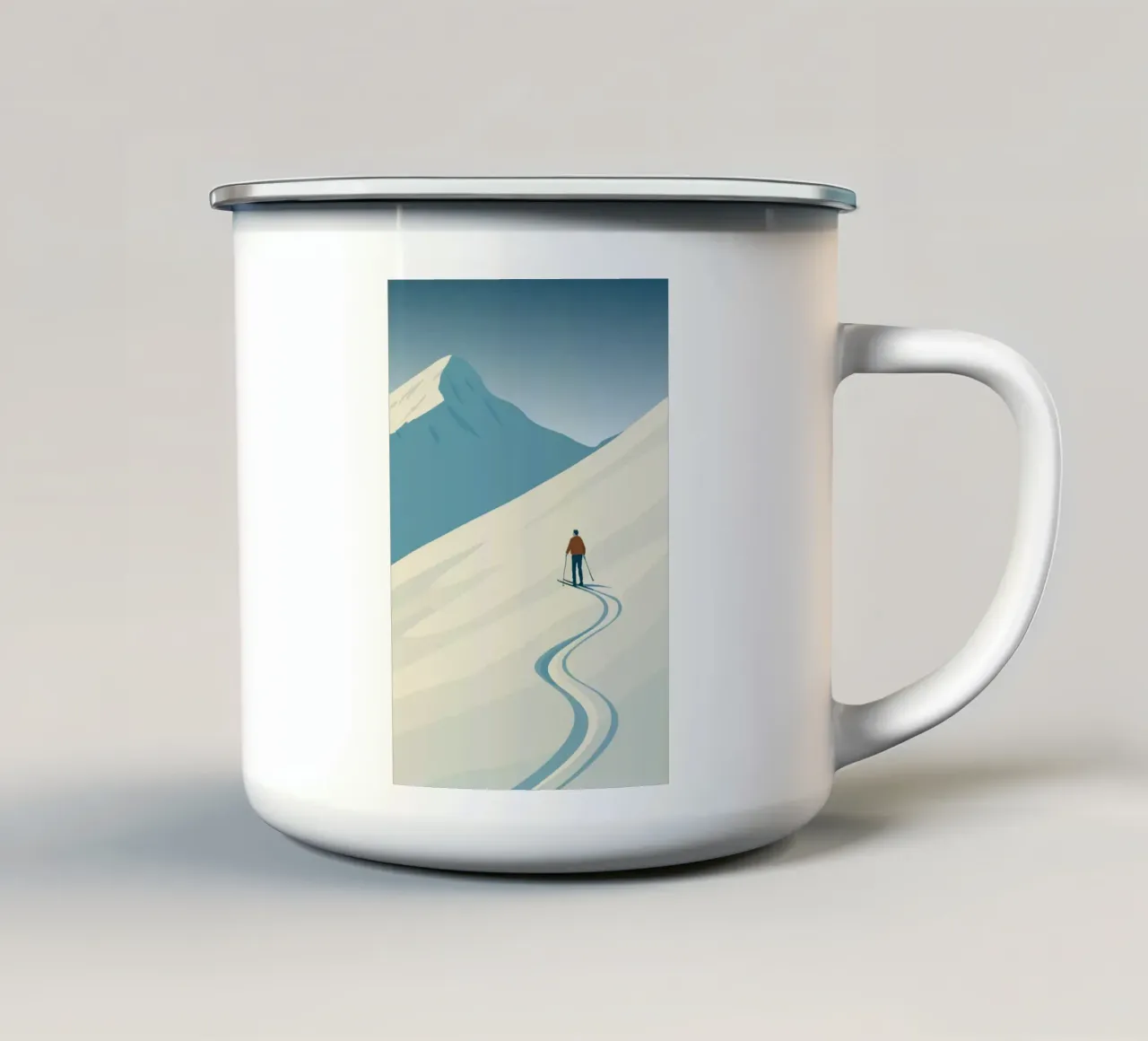 Skitourengeher tazza in smalto da minimalist designs