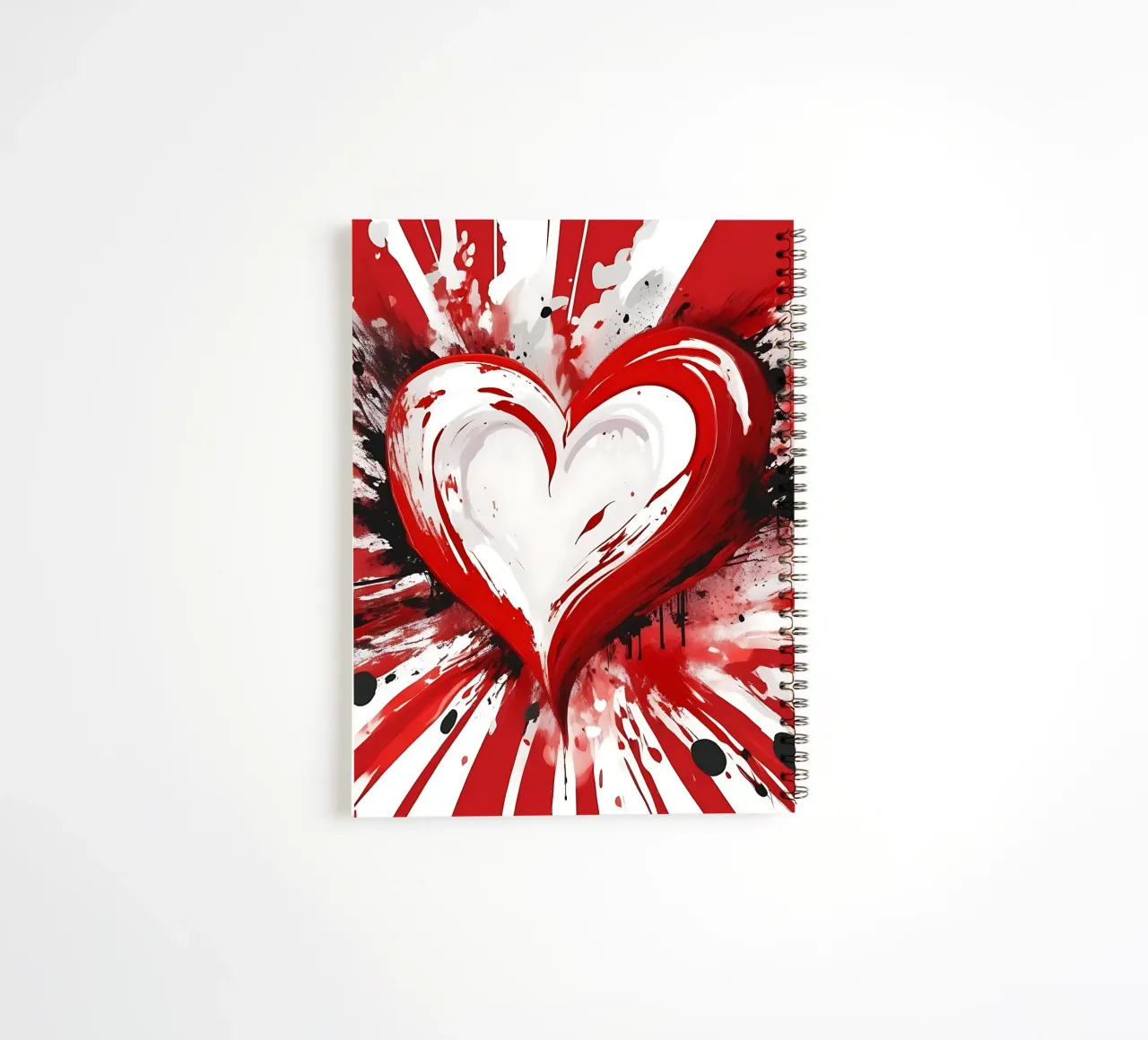 Colour blobs heart in red, white spiral notebook by Farbträume