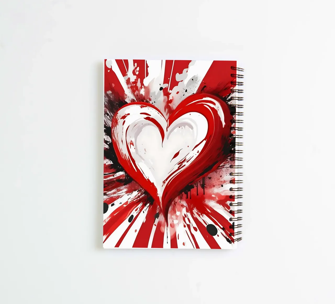 Colour blobs heart in red, white spiral notebook by Farbträume