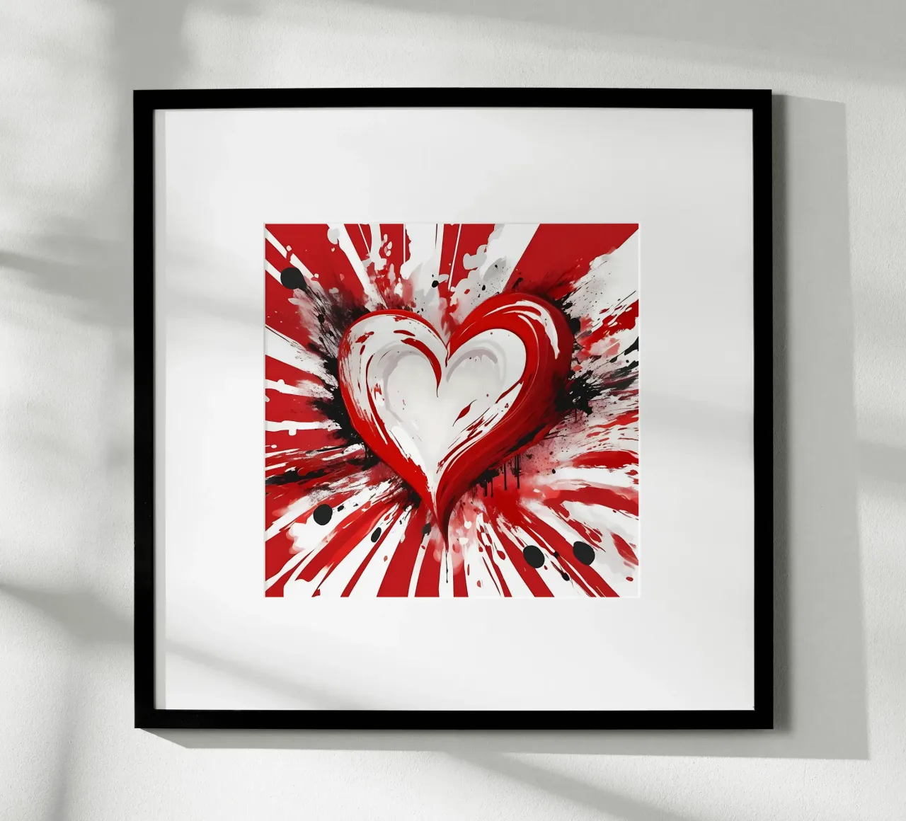 Colour blobs heart in red, white hahnemühle by Farbträume