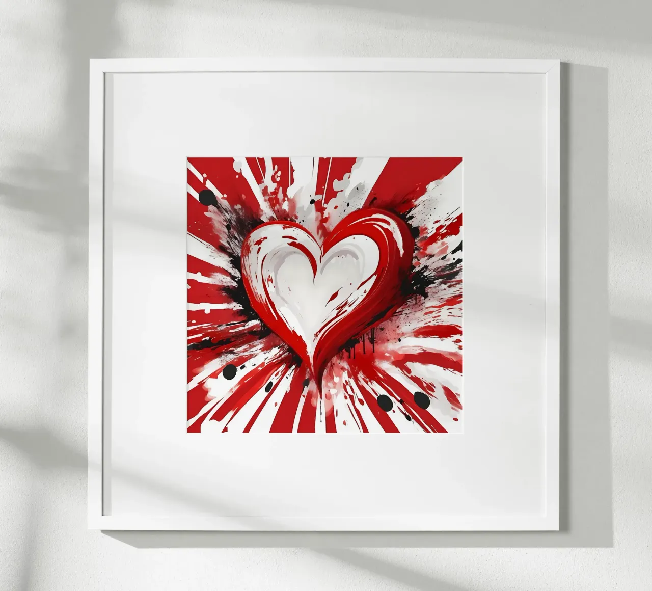 Colour blobs heart in red, white hahnemühle by Farbträume