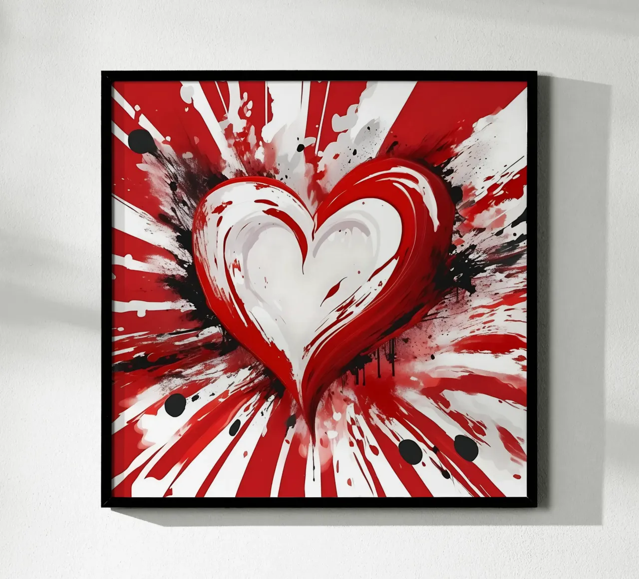 Colour blobs heart in red, white hahnemühle by Farbträume