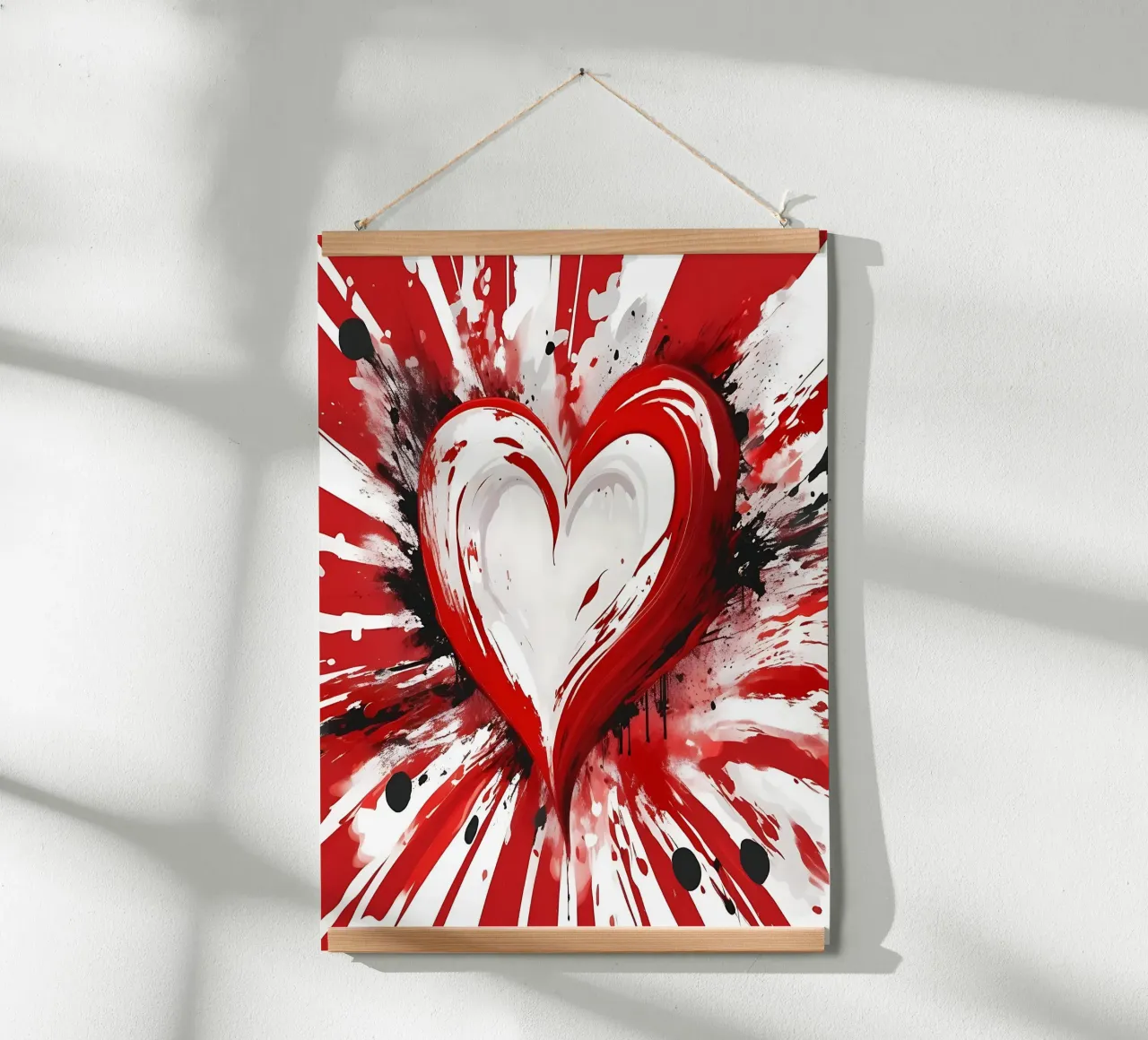 Colour blobs heart in red, white hahnemühle by Farbträume