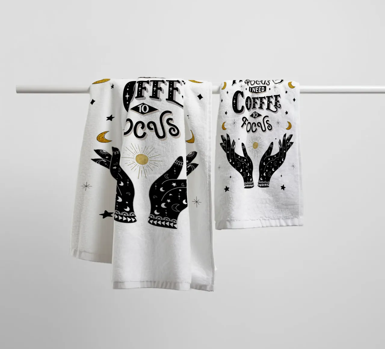 Kaffee-Liebhaber: Hocus Pocus. I Need Coffee to Focus. towel by CalliLetters
