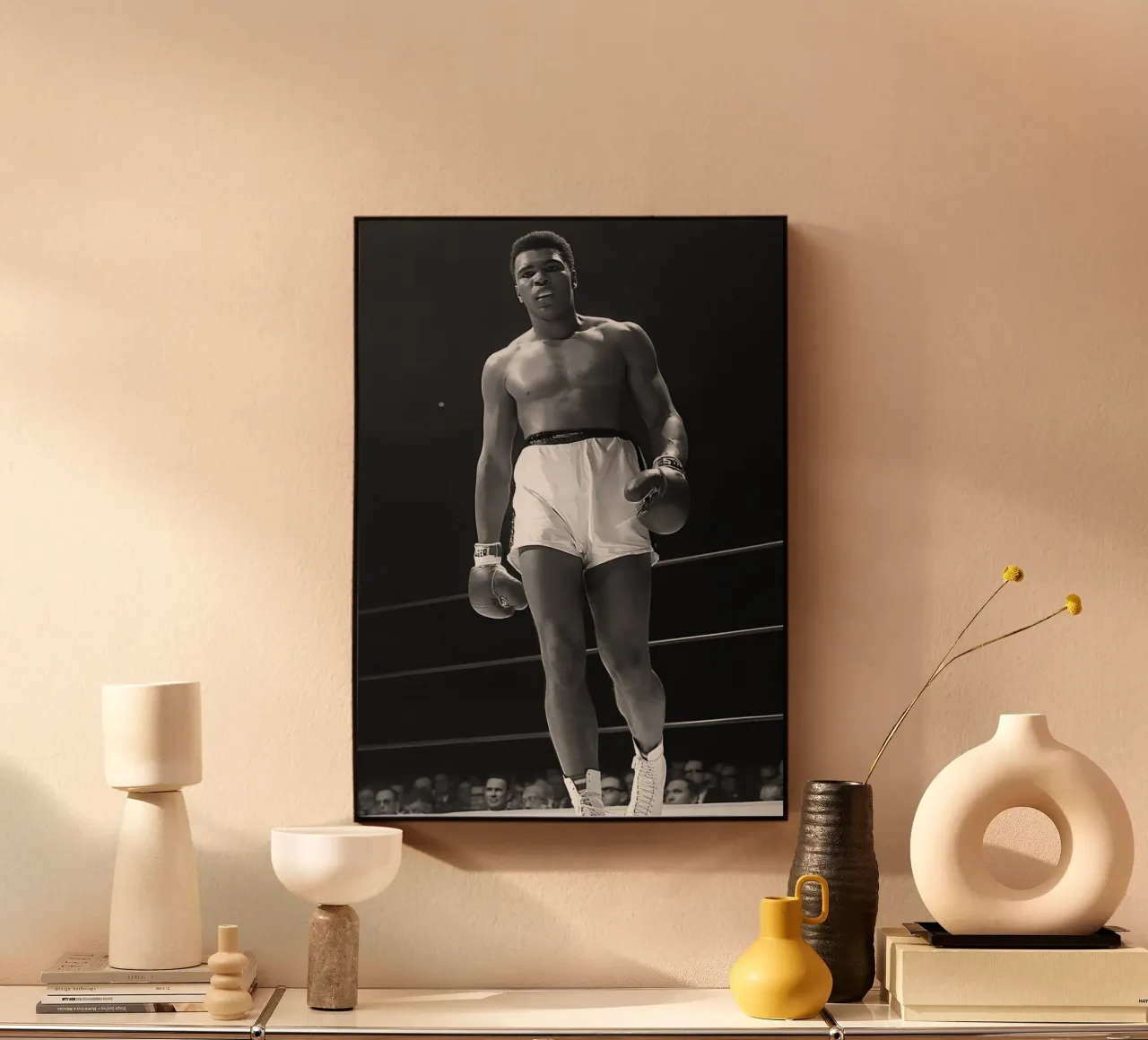 Ali Boxing plexiglass da Black White Poster
