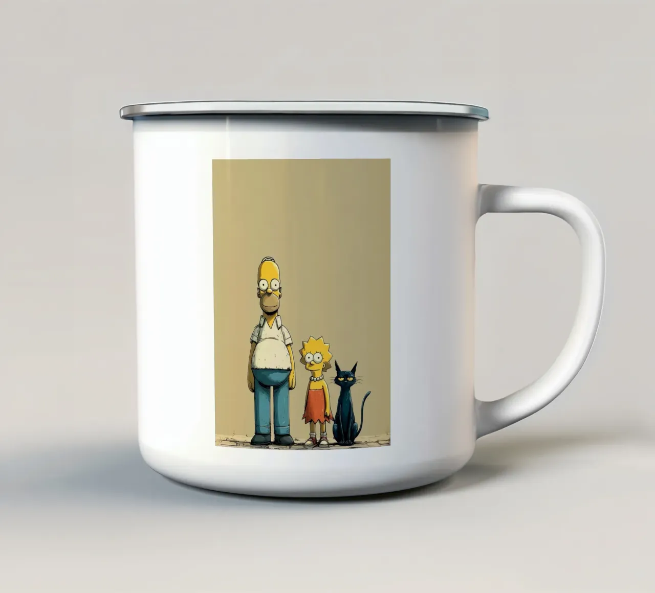 Vader, dochter en kat emaille mok van uniqe world