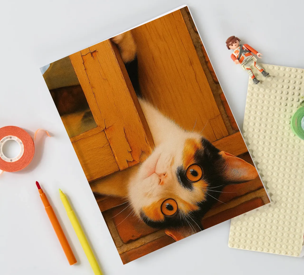 cat spy face in the windows notebook by Deemoll