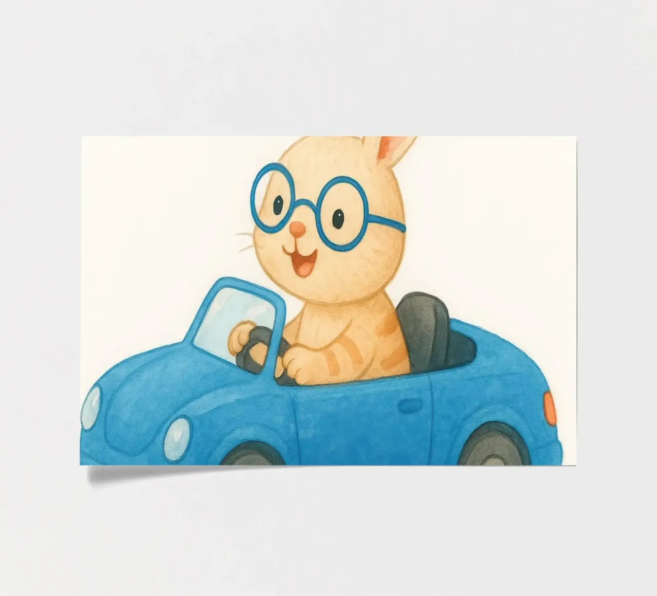 Coniglio allegro in una decappottabile foglio adesivo da earl BM