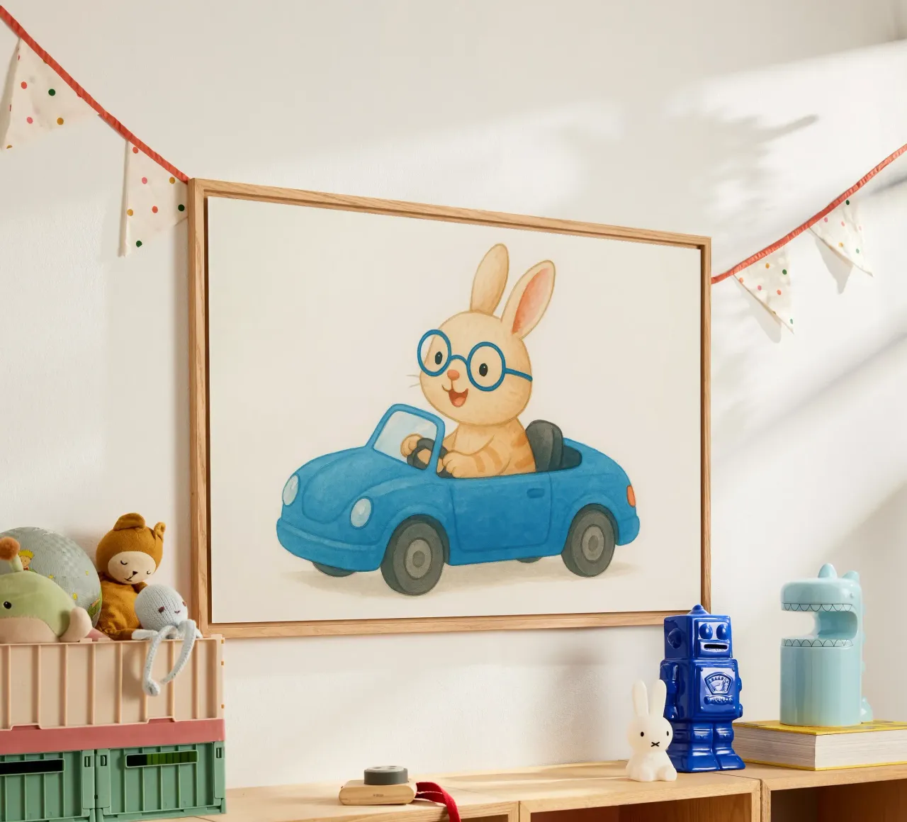 Coniglio allegro in una decappottabile plexiglass da earl BM