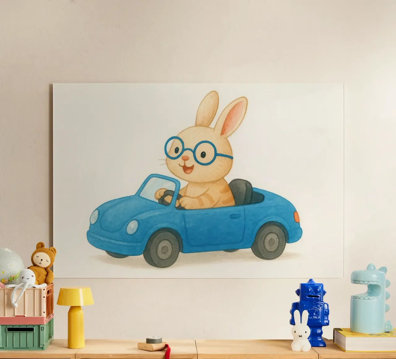 Coniglio allegro in una decappottabile plexiglass da earl BM