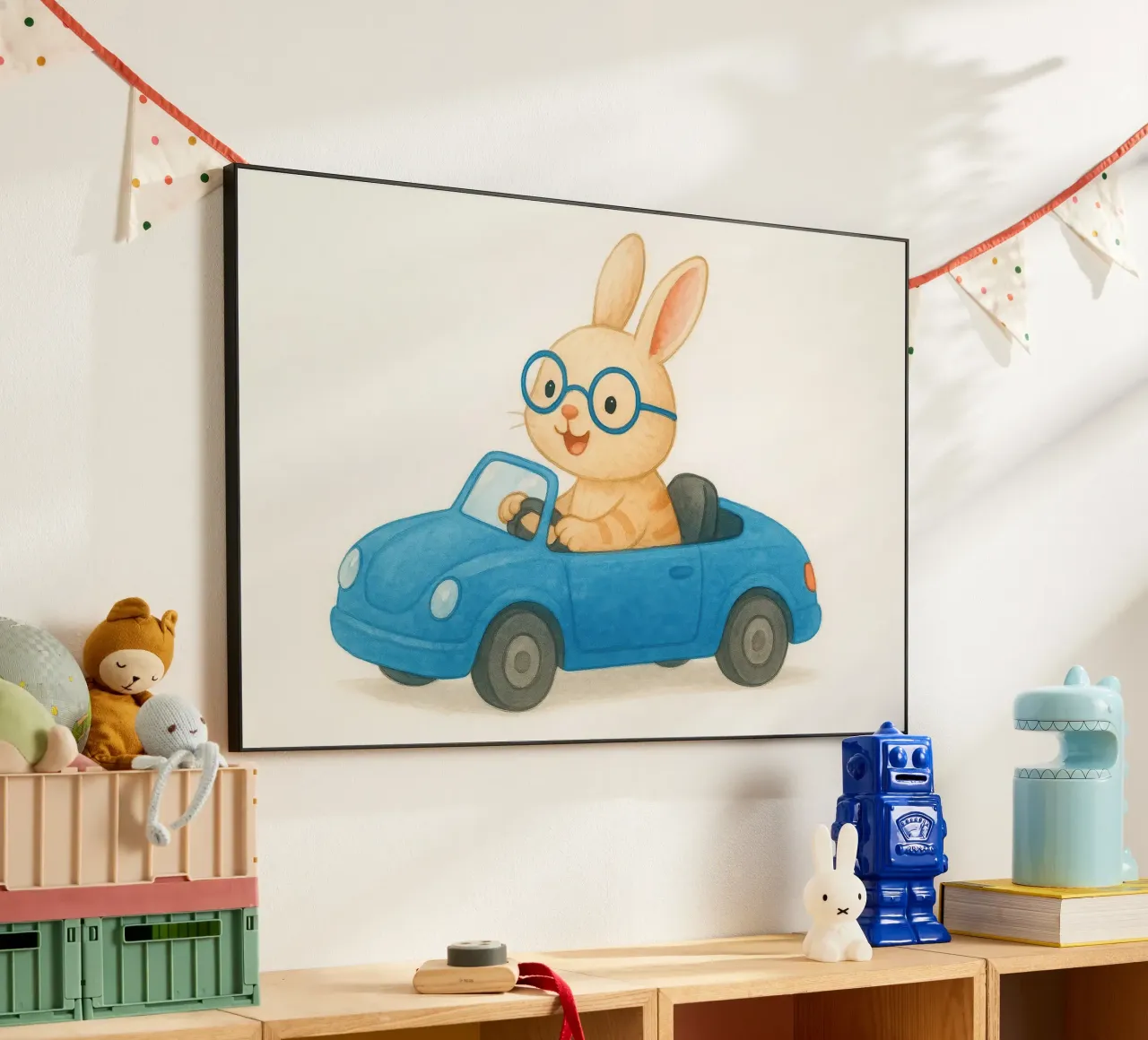 Coniglio allegro in una decappottabile pannello forex da earl BM