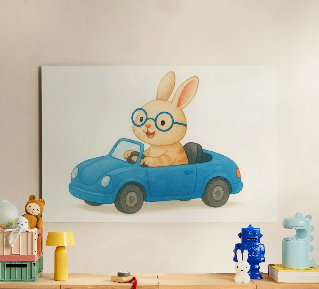 Coniglio allegro in una decappottabile pannello forex da earl BM