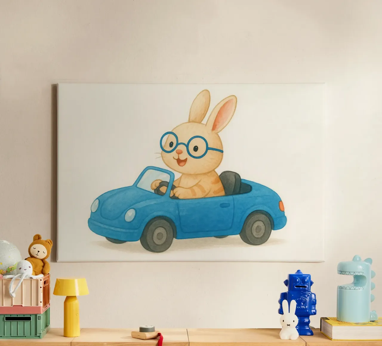 Coniglio allegro in una decappottabile tela da earl BM