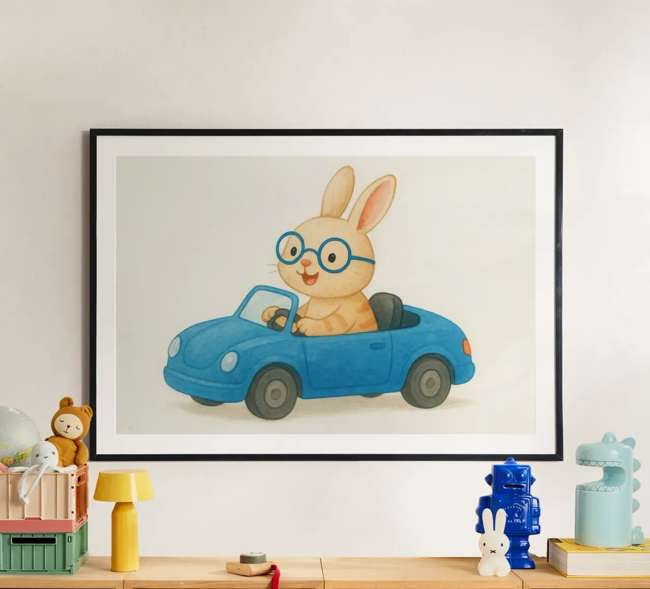 Coniglio allegro in una decappottabile poster da earl BM