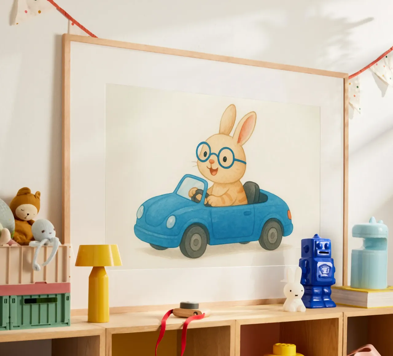 Coniglio allegro in una decappottabile poster da earl BM