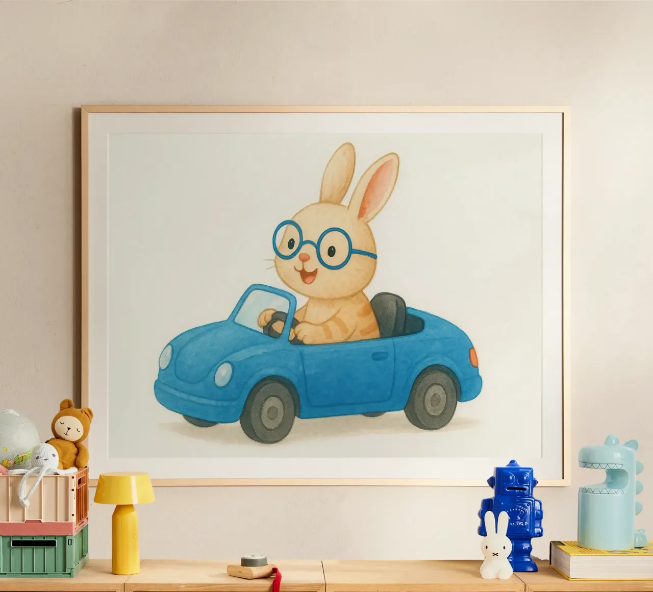 Coniglio allegro in una decappottabile poster da earl BM