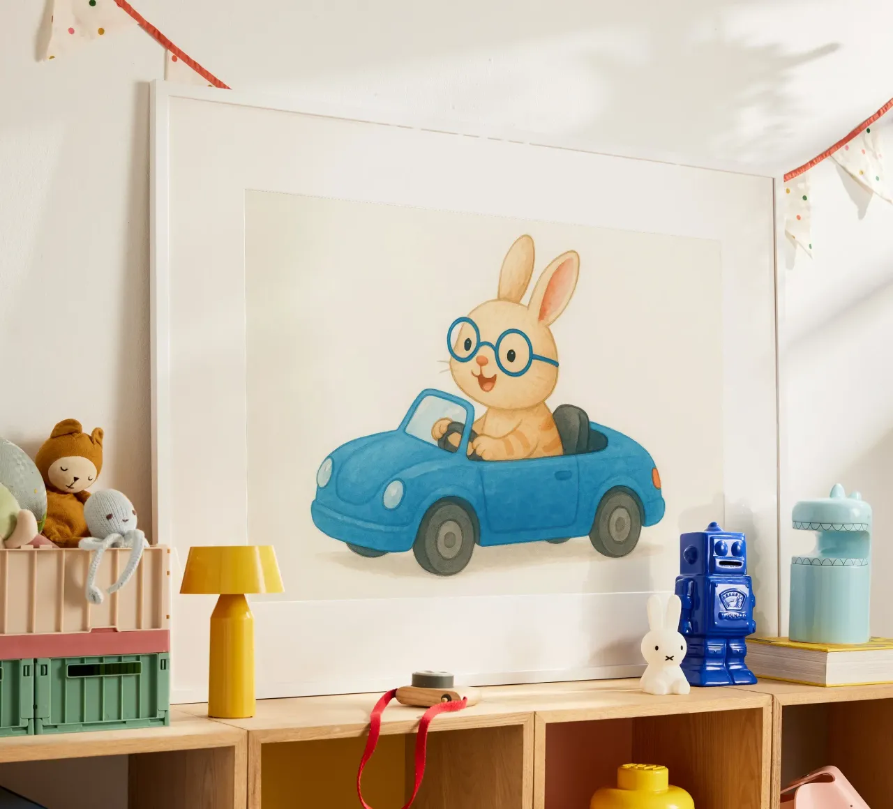 Coniglio allegro in una decappottabile poster da earl BM