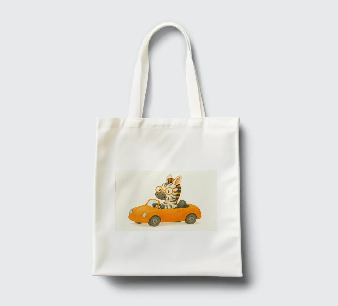 Una zebra in una cabriolet arancione borsa in juta da earl BM